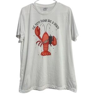 Womens “Out Here Lookin’ Like a Snack”Boujee Crawfish Graphic Tee Size L